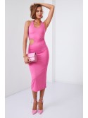 Smooth dress with a cut-out waist, dark pink 110573 - Online store - Boutique